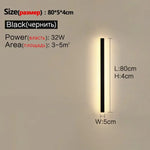 Applique Murale Extérieure Led Design Robuste Lumineux. Noir L80Cm / Blanc Froid (6000K) Chambre