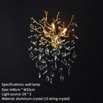 Applique Murale Led Cristalline Élégante Minimaliste Grands 3 Lumières / Lumière Chaude 3000K