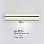 Applique Murale Led Design Contemporain Moderne. 80Cm-Noir / Lumière Blanche Chambre