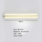 Applique Murale Led Design Contemporain Moderne. 80Cm-Or / Lumière Blanche Chambre