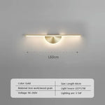 Applique Murale Led Design Élégant Minimaliste. Lwl128 60 Cm Or / Blanc Froid Chambre
