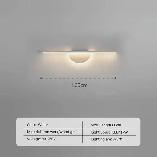 Applique Murale Led Design Élégant Minimaliste. Lwl128 60Cm Blanc / Froid Chambre