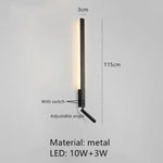Applique Murale Led Design Épuré Contemporain C-Noir-115Cm / 3000K Chambre
