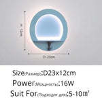 Applique Murale Led Design Scandinave Élégant. Bleu Rond 16W / Blanc Froid (5 500-7 000 K).
