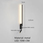 Applique Murale Led Élégante Design Moderne A-Noir-115Cm / 3000K Chambre