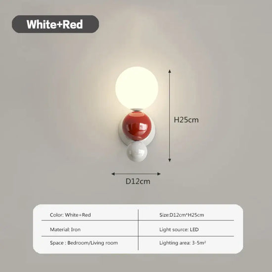 Applique Murale Led Élégante Et Minimaliste Blanc Rouge / Froid Chambre