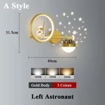 Applique Murale Led Lunaire Cosmos Enfance Ae Gauche Dorée Stylisée / Lumière Tricolore Chambre
