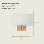 Applique Murale Led Nordique Bois Verre Élégante. Chambre
