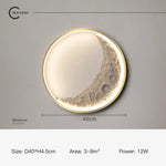 Applique Murale Led Scandinave Minimaliste Lunaire Or-40Cm / Lumière Blanche Applique Chambre