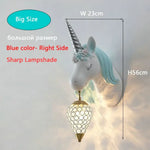 Applique Murale Licorne Enchantée Enfants Chambre Bleu Grande Taille / 3 Température De Couleur