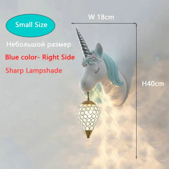 Applique Murale Licorne Enchantée Enfants Chambre Bleu Petite Taille / 3 Température De Couleur