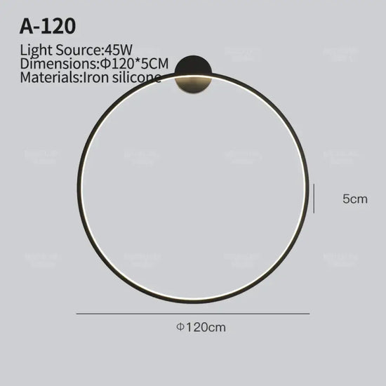 Applique Murale Minimaliste Design Élégant Contemporain Connexion 120Cm-45W / Trichromatique Noir