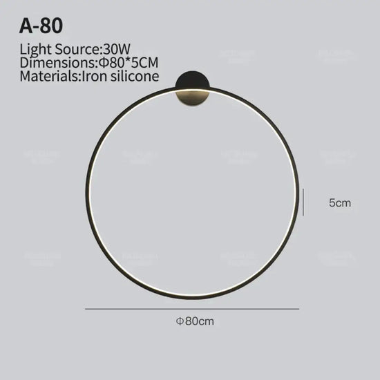Applique Murale Minimaliste Design Élégant Contemporain Connexion 80Cm-30W / Lumière Chaude Noir