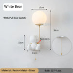 Applique Murale Ours Lumineux Design Scandinave Blanc Avec Interrupteur / Lumière Chaude Chambre