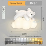 Applique Murale Ours Polaire Blanc Doux Design Télécommande 1 Chambre