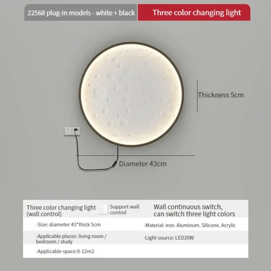 Applique Murale Ronde Élégante Usb Design Minimaliste Noir-Tricolore Clair / Ca 110 V Chambre