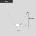 Arto Suspension Verre Boule Et Bras Doré 1 Lampe / Blanc Froid Luminaire Chambre
