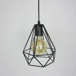 Cage Suspendue Diamant Vintage Couleur Noir Luminaire Doré