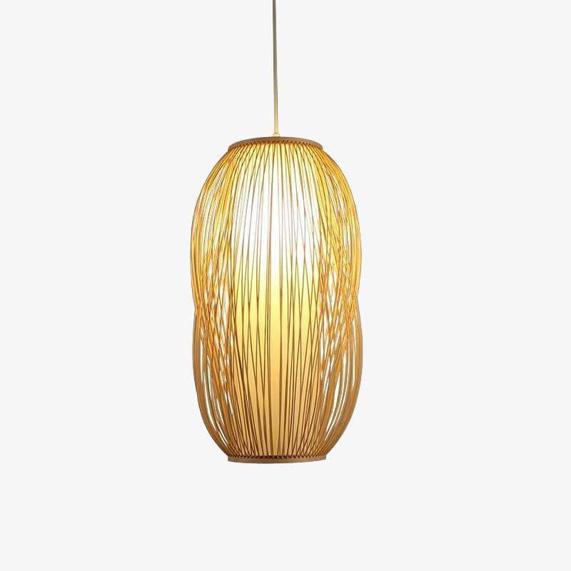 Lampada a sospensione LED arrotondata con aste in rattan Shade