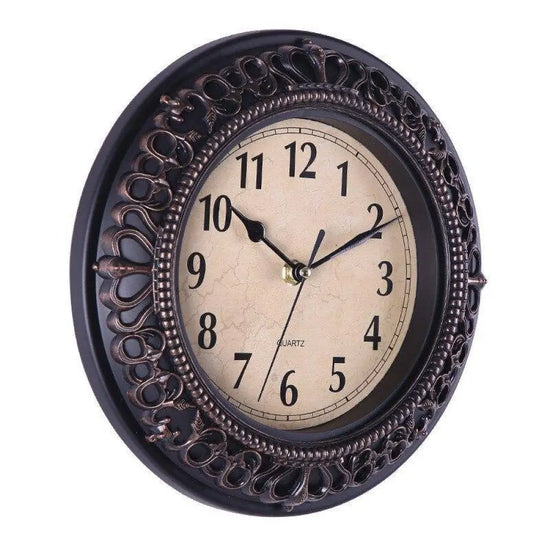 Horloge Métal Vintage 25Cm Antique Luminaire Doré
