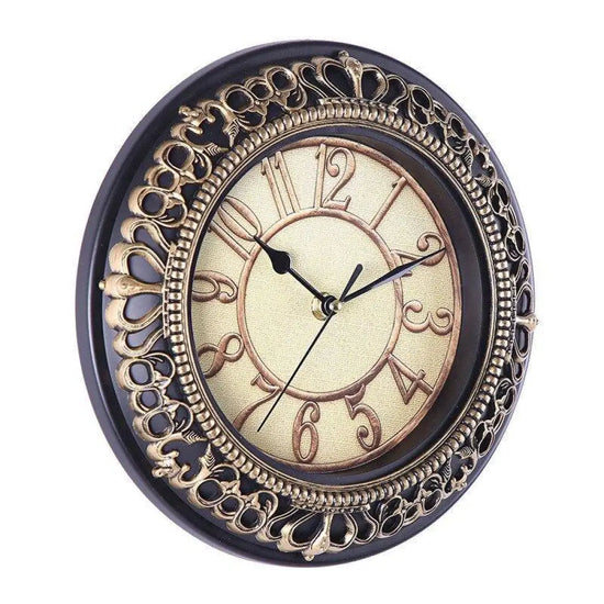 Horloge Métal Vintage 25Cm Antique Luminaire Doré