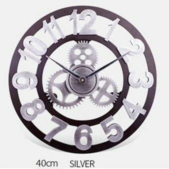 Horloge Murale Métal Vintage Chiffres Argenté - / 30Cm Luminaire Doré