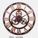 Horloge Murale Métal Vintage Chiffres Doré - Romain / 35Cm Luminaire Doré