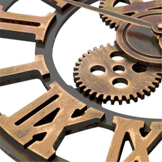 Horloge Murale Métal Vintage Chiffres Luminaire Doré