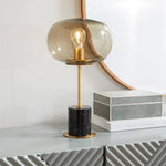 Lampe Led Design Marbre Et Verre Noir Luminaire Chambre