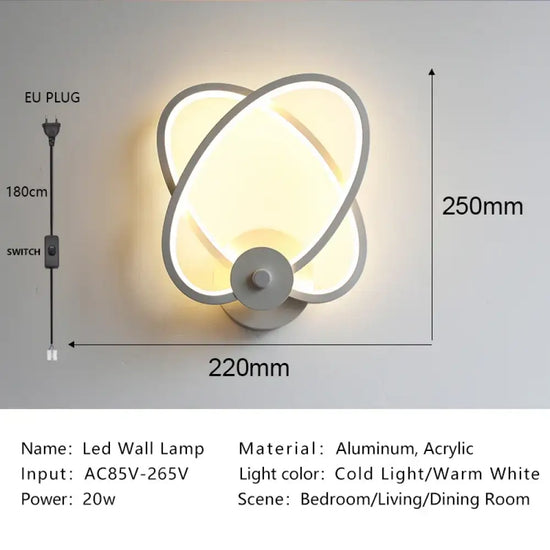 Lampe Led Élégante Design Minimaliste Scandinave 5107 Blanc / Chaud (2700-3500K) Applique Murale