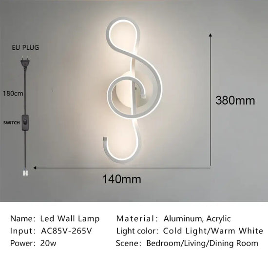 Lampe Led Élégante Design Minimaliste Scandinave 5109 Blanc / Chaud (2700-3500K) Applique Murale