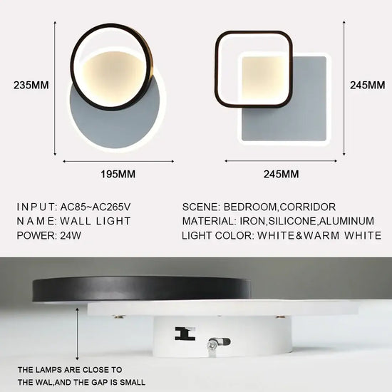 Lampe Led Élégante Design Minimaliste Scandinave Applique Murale Chambre