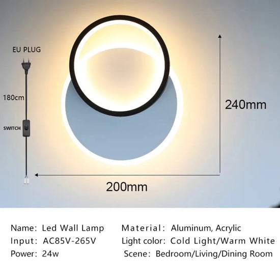Lampe Led Élégante Design Minimaliste Scandinave Applique Murale Chambre