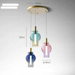 Lampe Suspendue Led Boule En Verre Coloré 3 Lampes - Base Ronde Luminaire Chambre