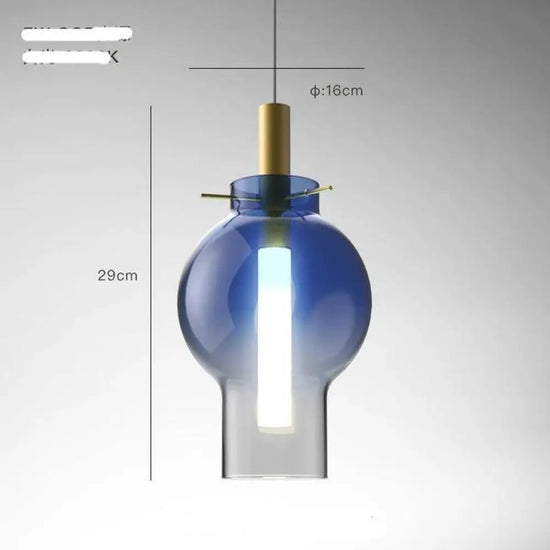 Lampe Suspendue Led Boule En Verre Coloré Bleu Nuit Luminaire Chambre