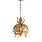 Lampe Suspendue Led Feuilles Dorées Luminaire Chambre