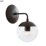 Led Murale Métal Verre Sphère Noir / Transparent Luminaire Doré