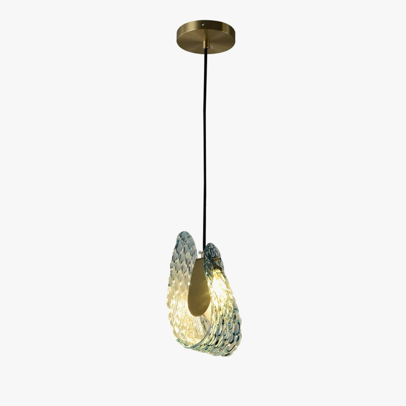 lampadario art déco in rame e blu per interni eleganti