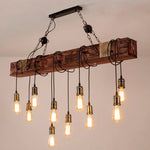 Lustre bois avec plusieurs ampoules