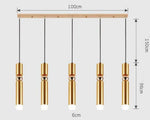 Lustre Chromé Led Cylindrique Simplicity A - 5 Lampes Base Rectangle / Chaude Luminaire Doré