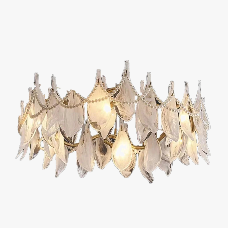 lampadario creativo in vetro satinato con perle sospeso moderno