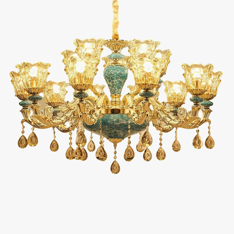lampadario di lusso in cristallo e ceramica per un'illuminazione elegante