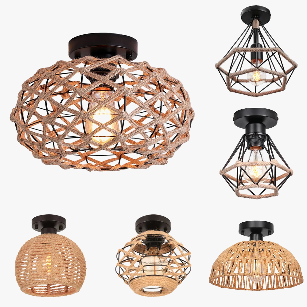 Lampadario da soffitto naturale intrecciato elegante