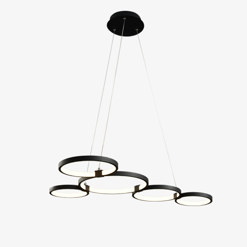 Lampadario design anelli luminosi sospesi