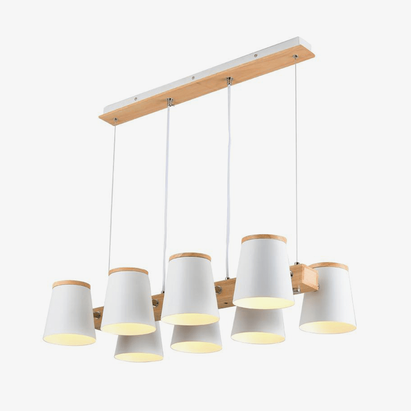 Lampadario in legno con paralume regolabile