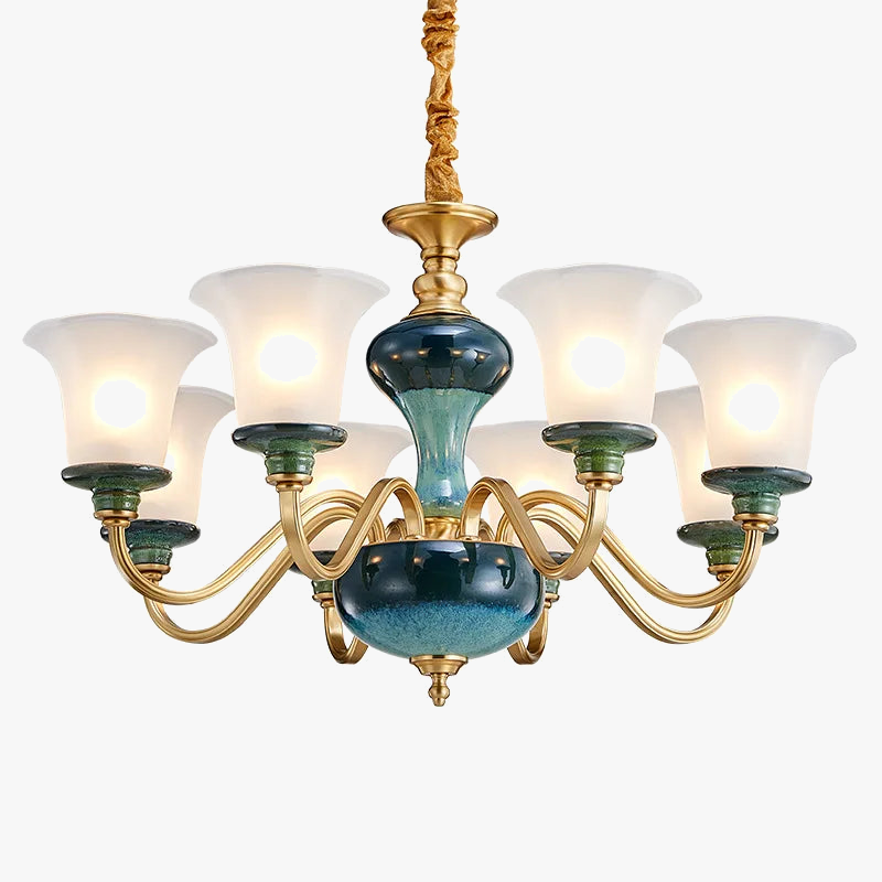 lampadario in ceramica e rame per un'atmosfera moderna e semplice