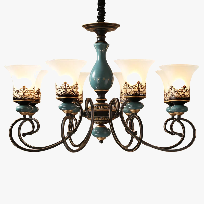 Lampadario in ceramica LED stile antico francese design europeo