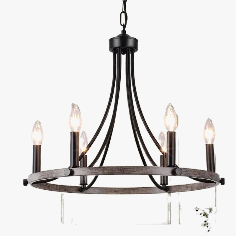 Lampadario in ferro battuto americano con illuminazione LED a 5 teste