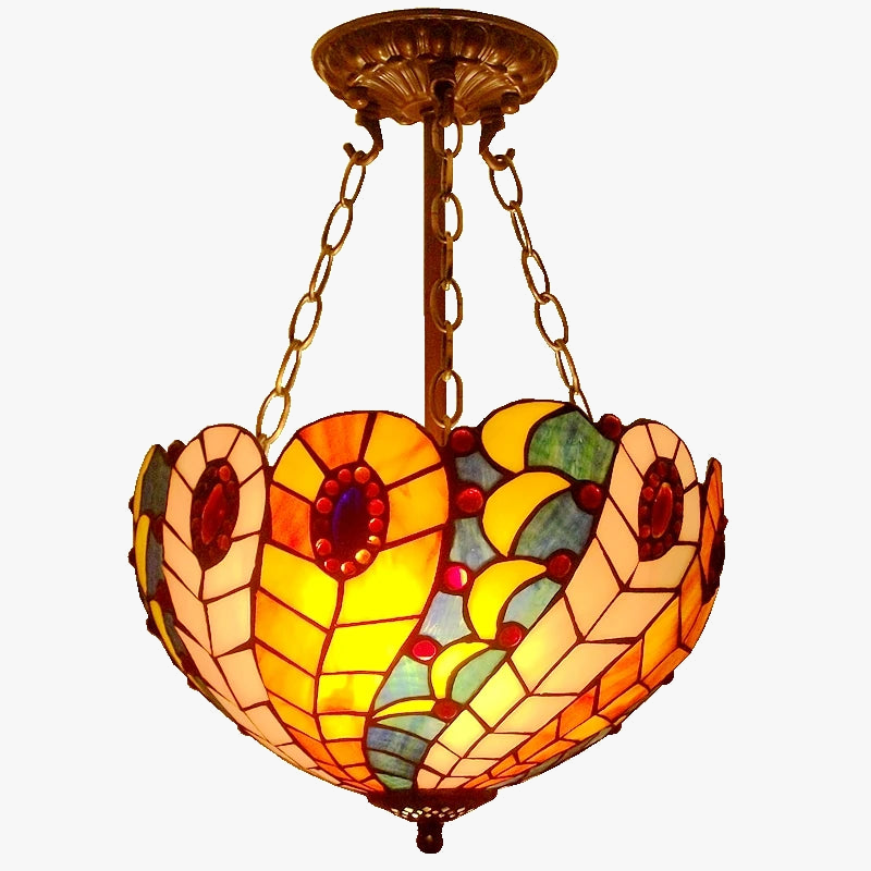 lampadario a forma di coda di pavone per decorazione antica europea