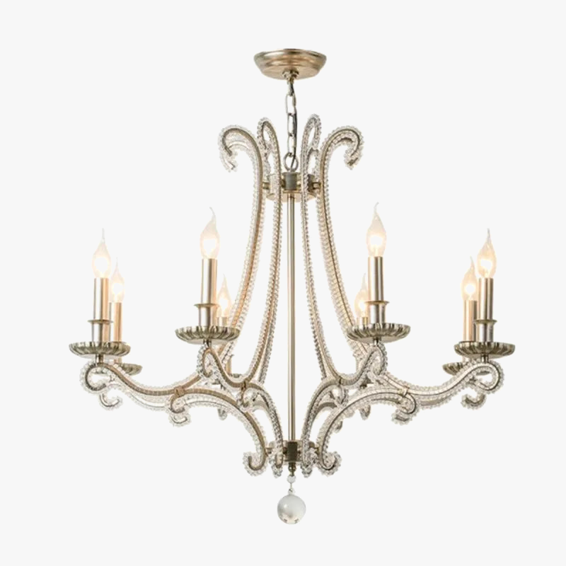 Lampadario in metallo fuso retrò per illuminazione interna in ferro battuto